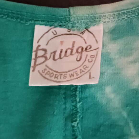 VTG Bridge Sportswear Co. Cotton Teal/White Tie-Dye Smocked Waist Dress Size L - Picture 8 of 13